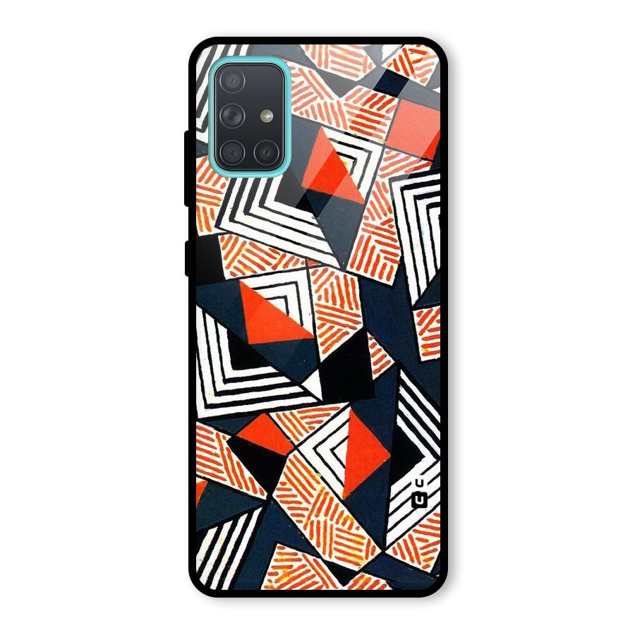 Colored Cuts Pattern Glass Back Case for Galaxy A71