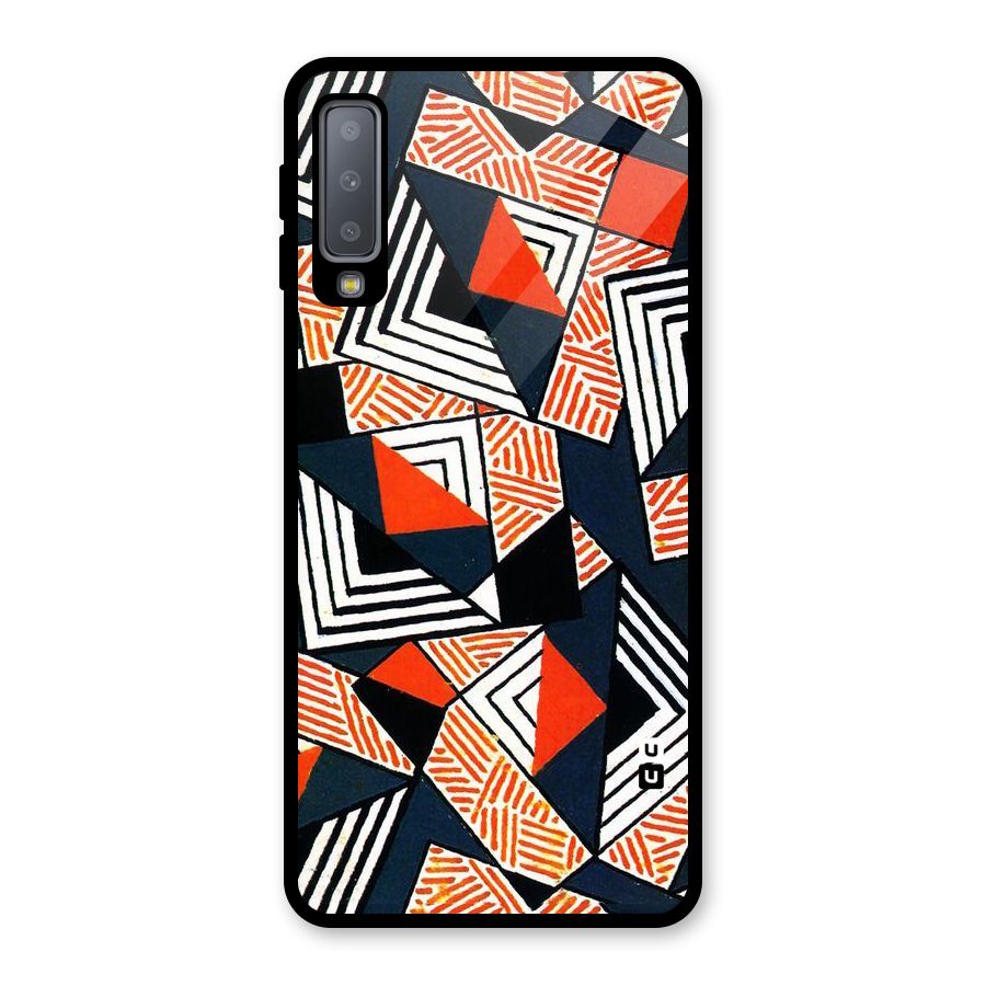Colored Cuts Pattern Glass Back Case for Galaxy A7 (2018)