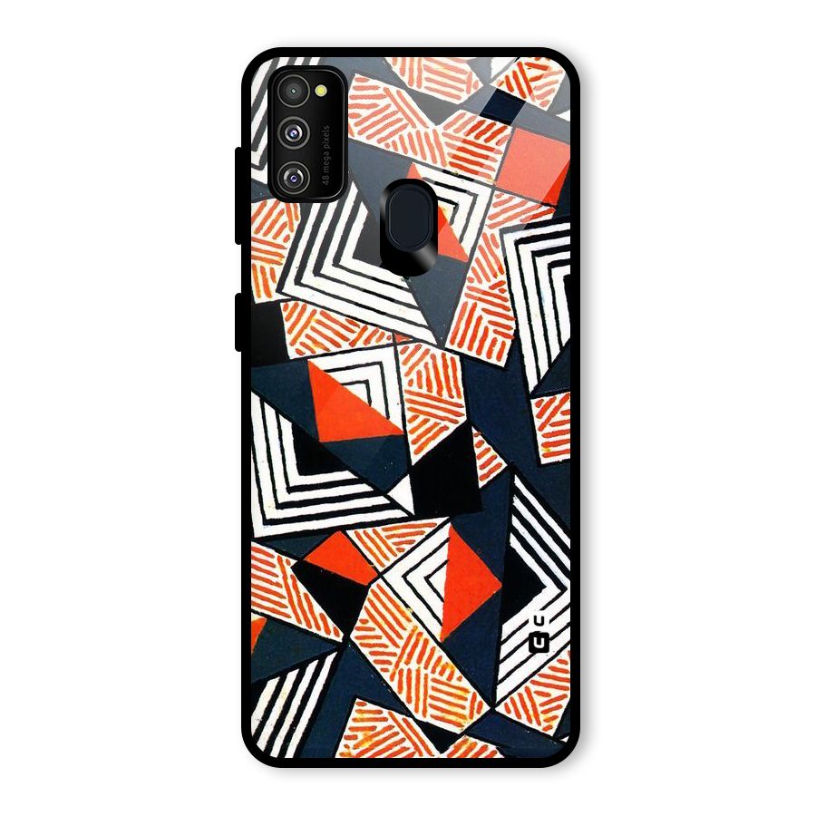 Colored Cuts Pattern Glass Back Case for Galaxy M30s