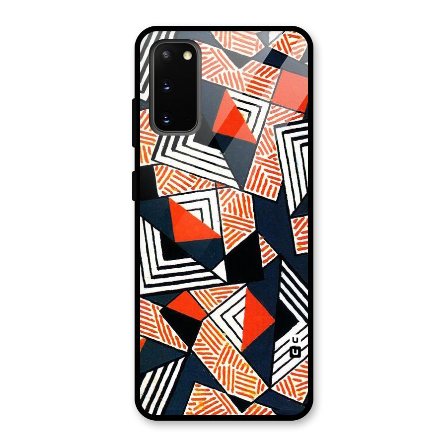 Colored Cuts Pattern Glass Back Case for Galaxy S20