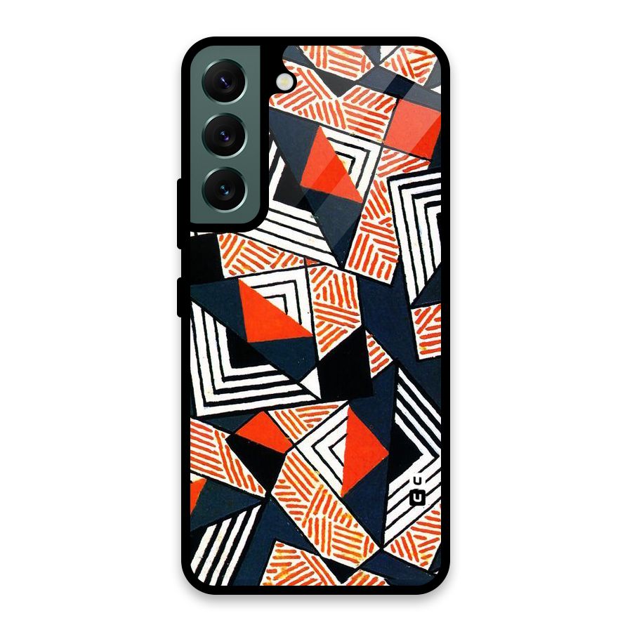 Colored Cuts Pattern Glass Back Case for Galaxy S22 5G