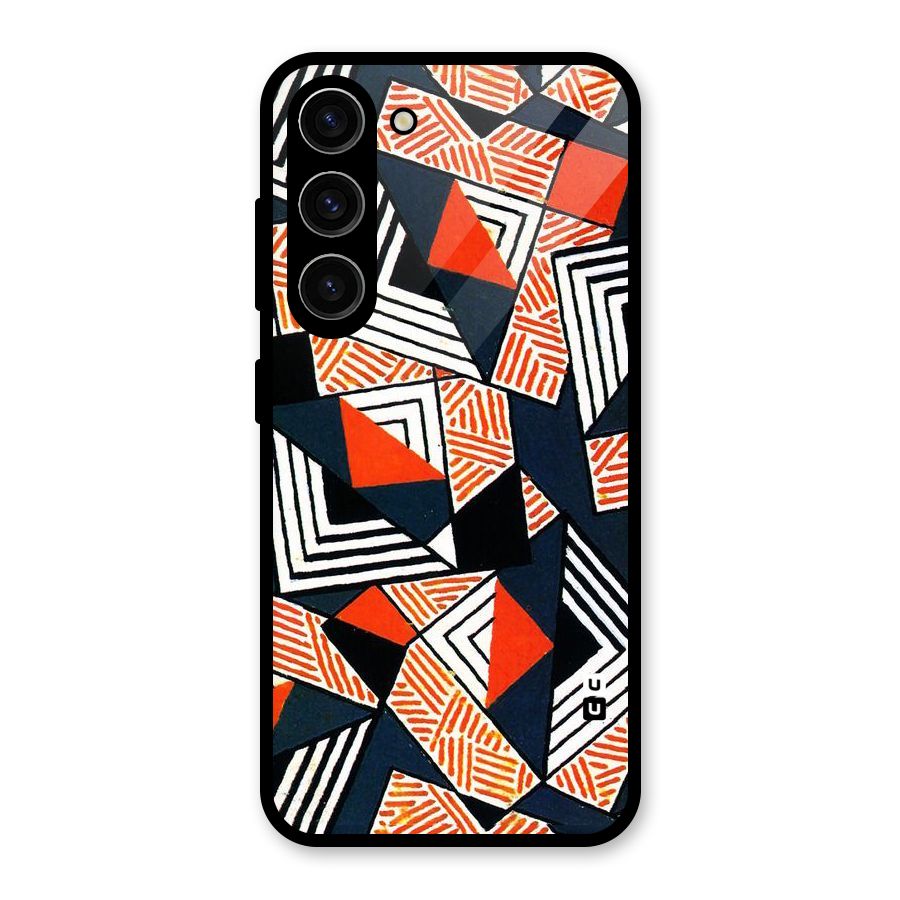 Colored Cuts Pattern Glass Back Case for Galaxy S23