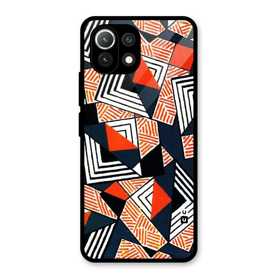 Colored Cuts Pattern Glass Back Case for Mi 11 Lite NE 5G