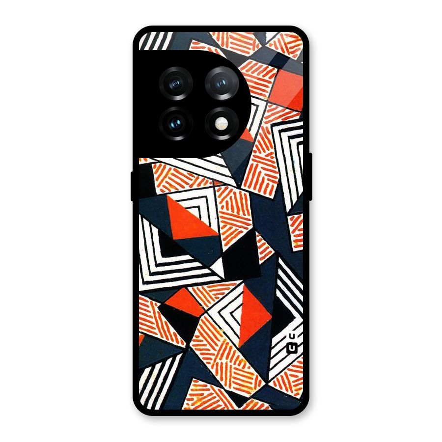 Colored Cuts Pattern Glass Back Case for OnePlus 11