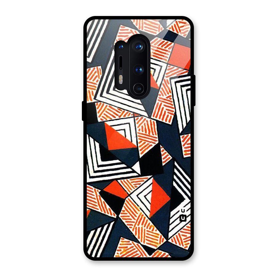 Colored Cuts Pattern Glass Back Case for OnePlus 8 Pro