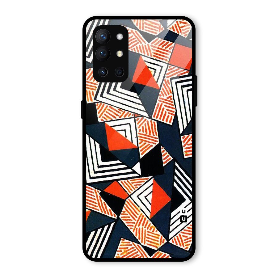 Colored Cuts Pattern Glass Back Case for OnePlus 9R