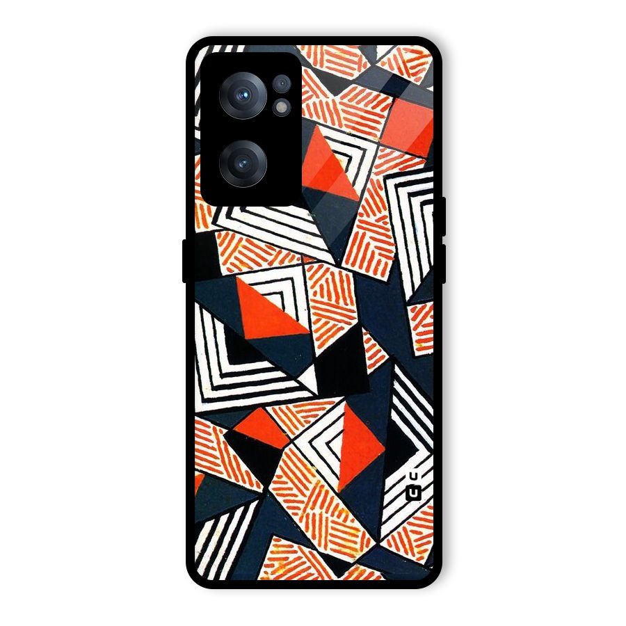 Colored Cuts Pattern Glass Back Case for OnePlus Nord CE 2 5G