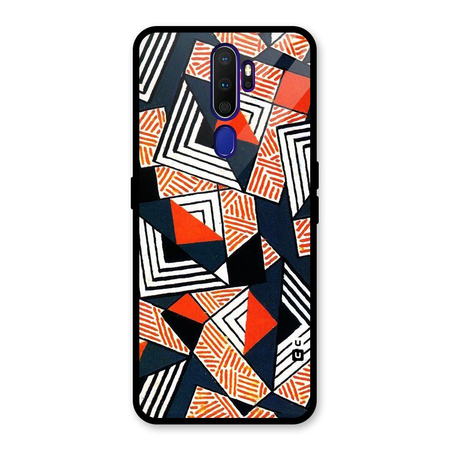 Colored Cuts Pattern Glass Back Case for Oppo A9 (2020)