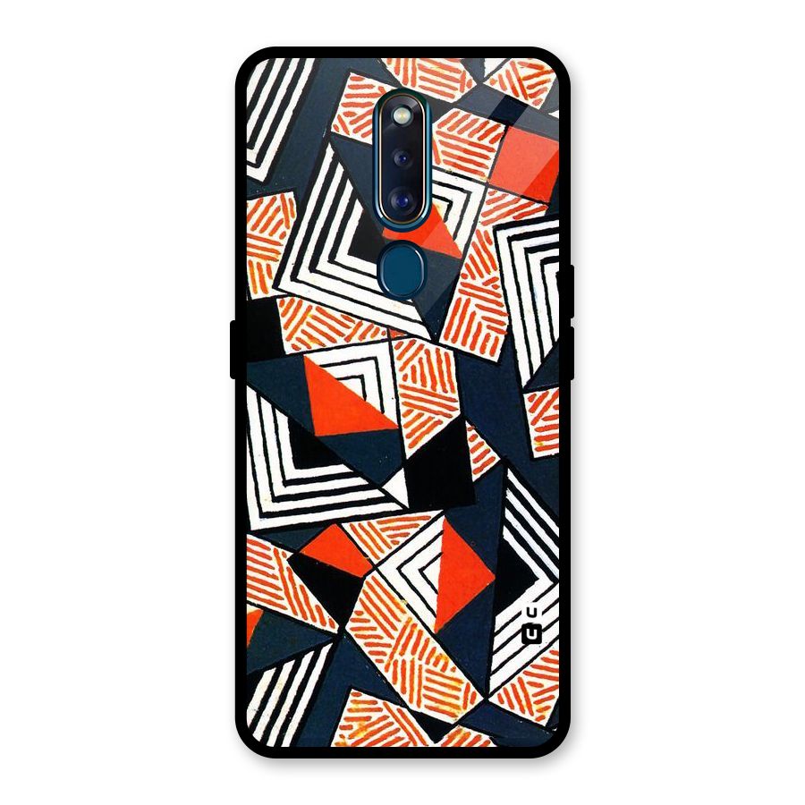 Colored Cuts Pattern Glass Back Case for Oppo F11 Pro