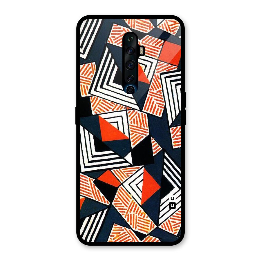 Colored Cuts Pattern Glass Back Case for Oppo Reno2 Z