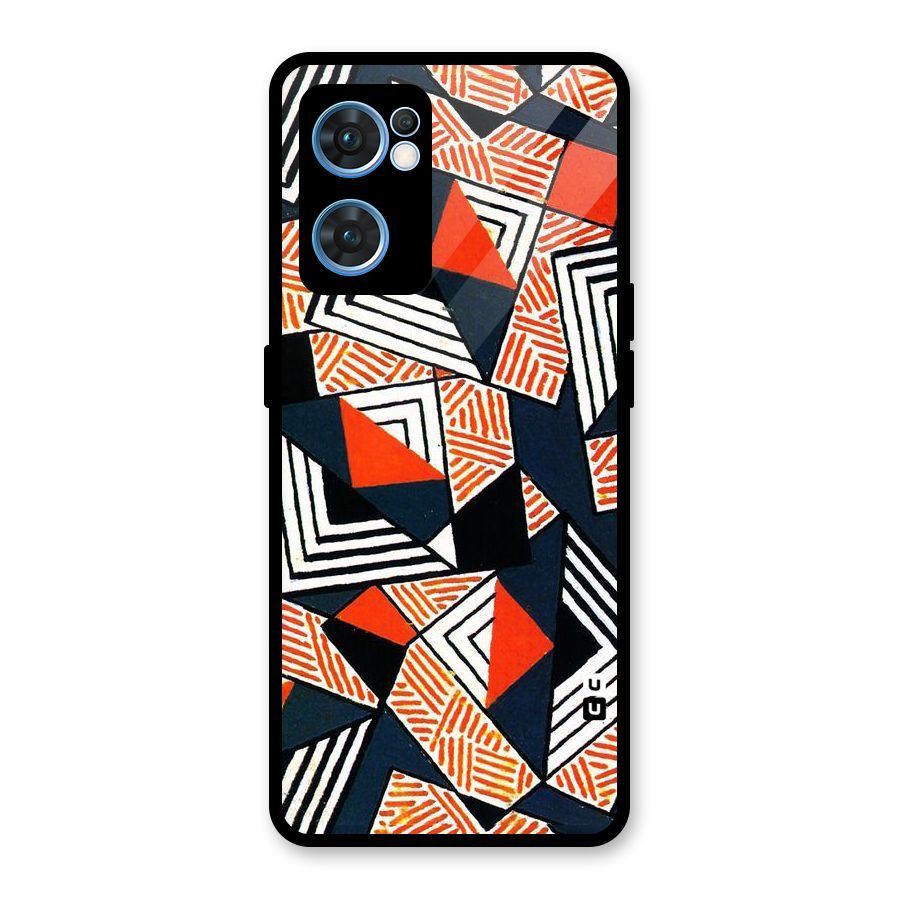 Colored Cuts Pattern Glass Back Case for Oppo Reno7 5G