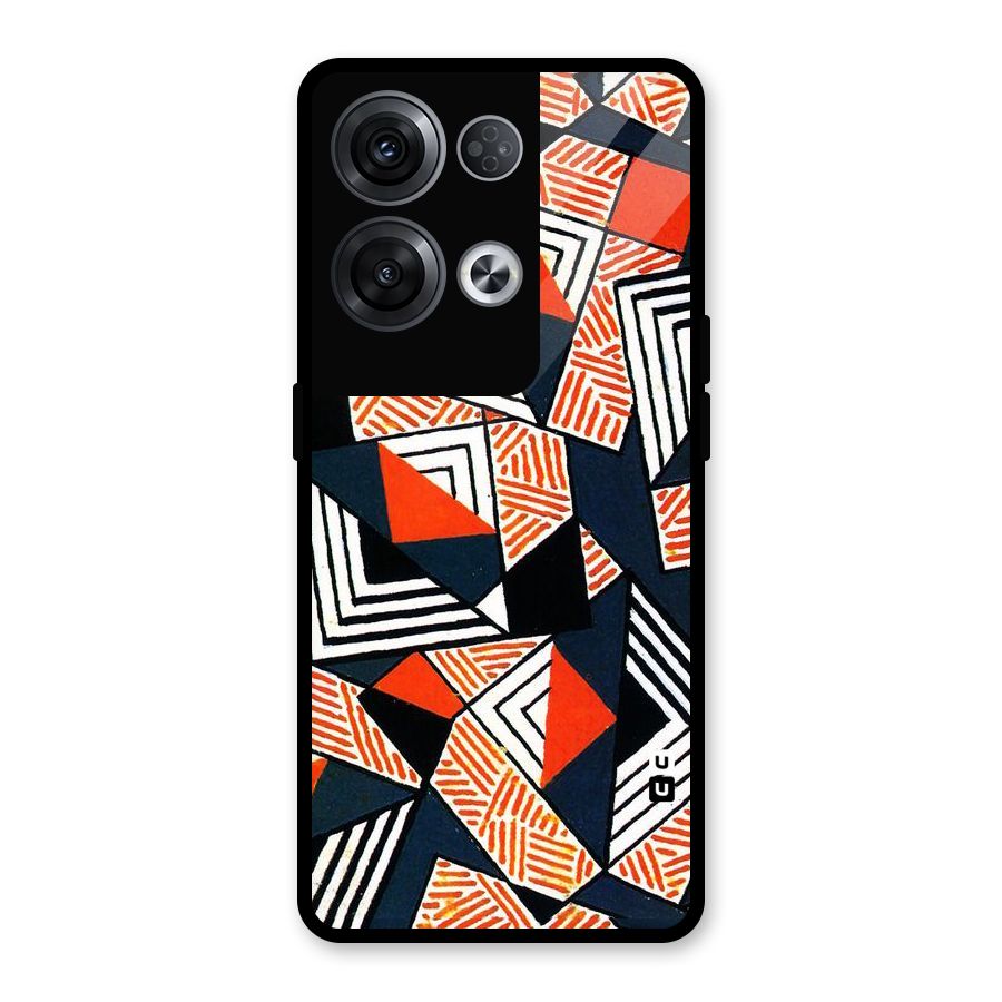 Colored Cuts Pattern Glass Back Case for Oppo Reno8 Pro 5G