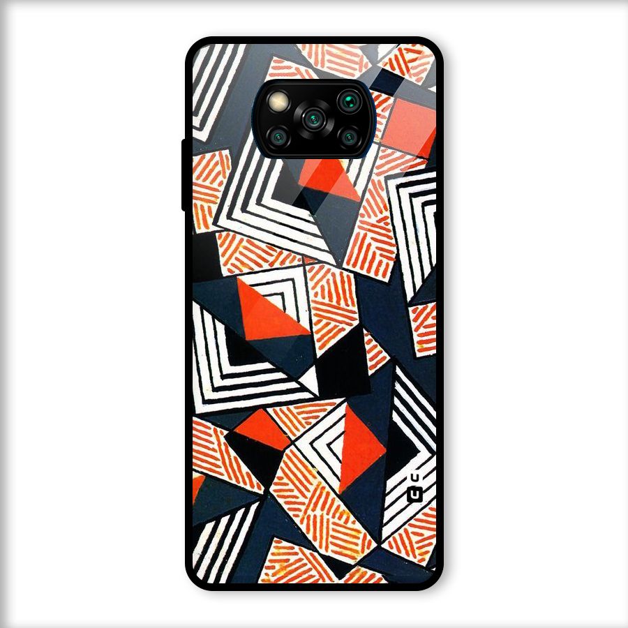 Colored Cuts Pattern Glass Back Case for Poco X3
