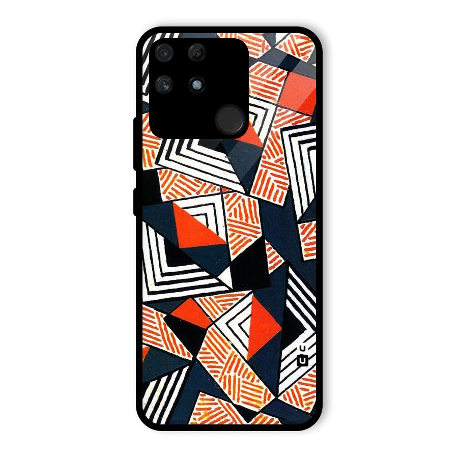 Colored Cuts Pattern Glass Back Case for Realme Narzo 50A