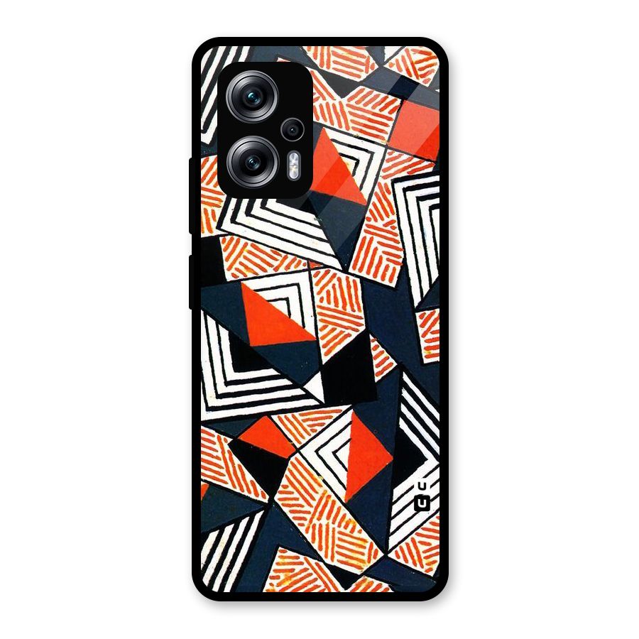 Colored Cuts Pattern Glass Back Case for Redmi K50i