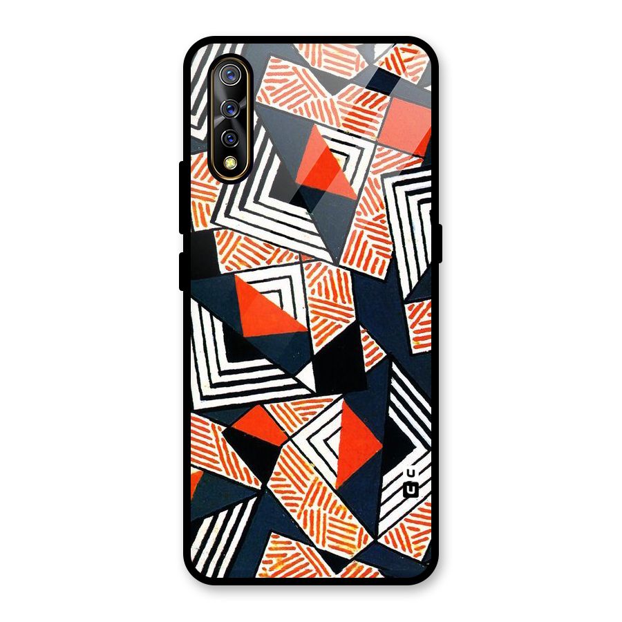 Colored Cuts Pattern Glass Back Case for Vivo S1