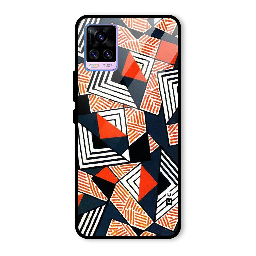 Colored Cuts Pattern Glass Back Case for Vivo V20 Pro