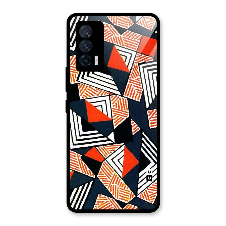 Colored Cuts Pattern Glass Back Case for Vivo iQOO 7 5G
