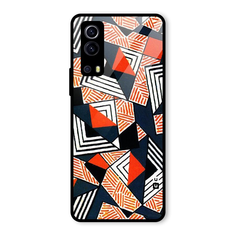 Colored Cuts Pattern Glass Back Case for Vivo iQOO Z3