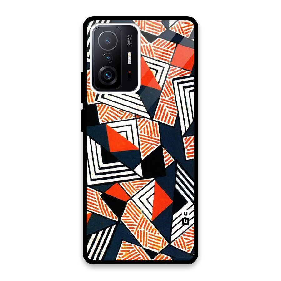 Colored Cuts Pattern Glass Back Case for Xiaomi 11T Pro