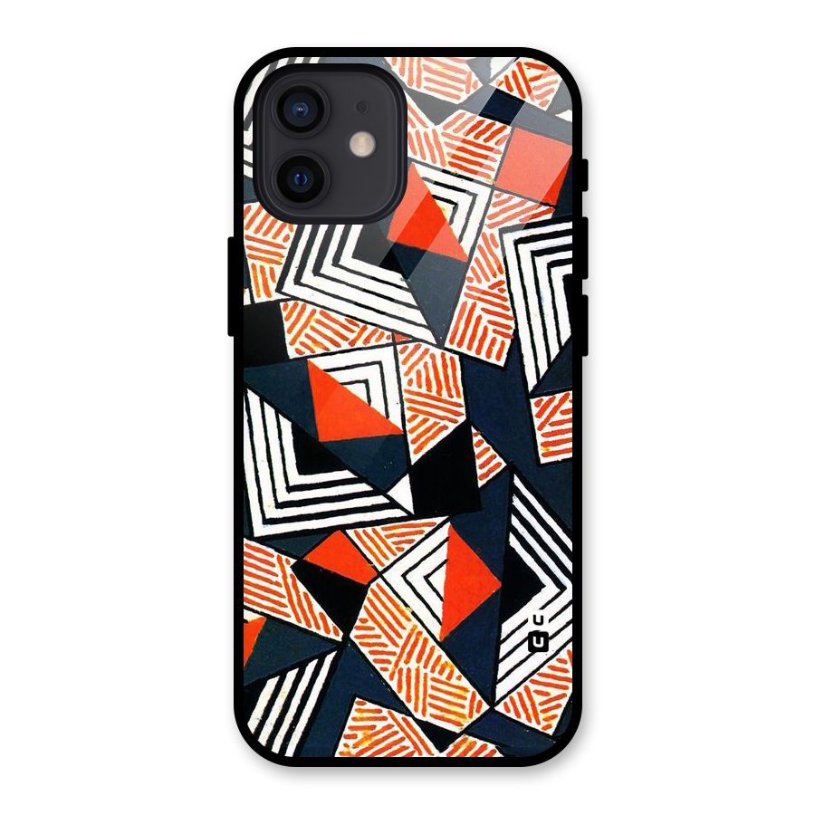 Colored Cuts Pattern Glass Back Case for iPhone 12