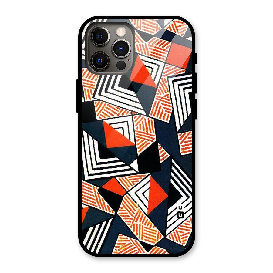 Colored Cuts Pattern Glass Back Case for iPhone 12 Pro