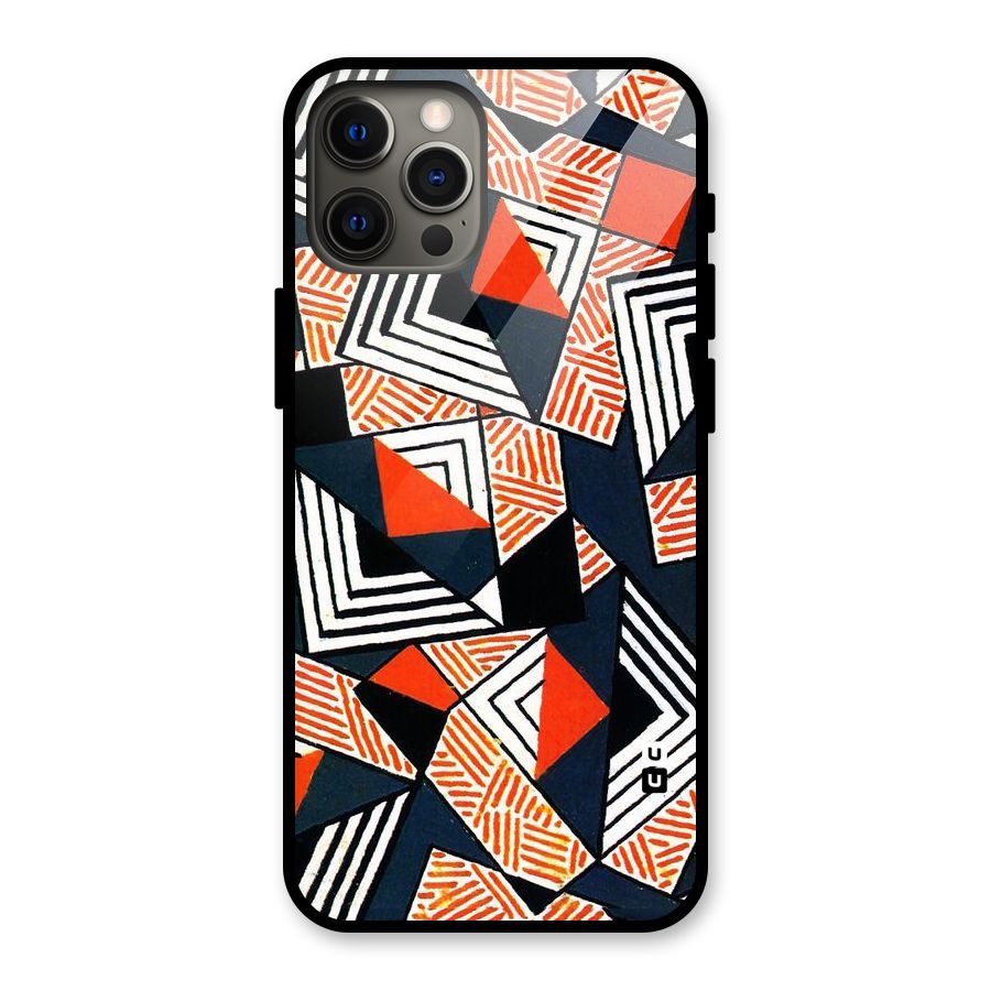 Colored Cuts Pattern Glass Back Case for iPhone 12 Pro Max
