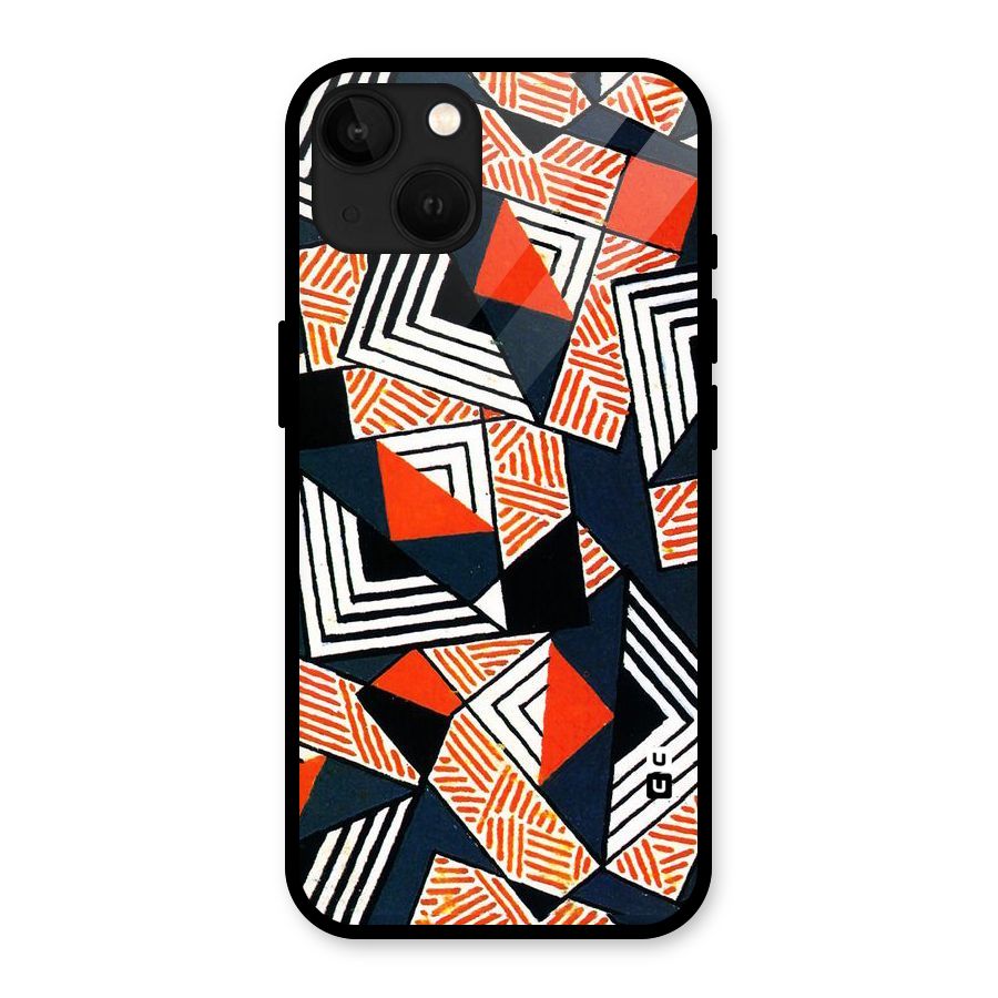 Colored Cuts Pattern Glass Back Case for iPhone 13