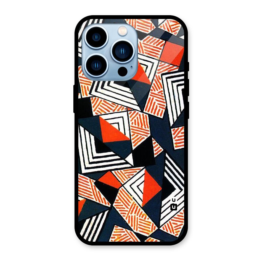Colored Cuts Pattern Glass Back Case for iPhone 13 Pro