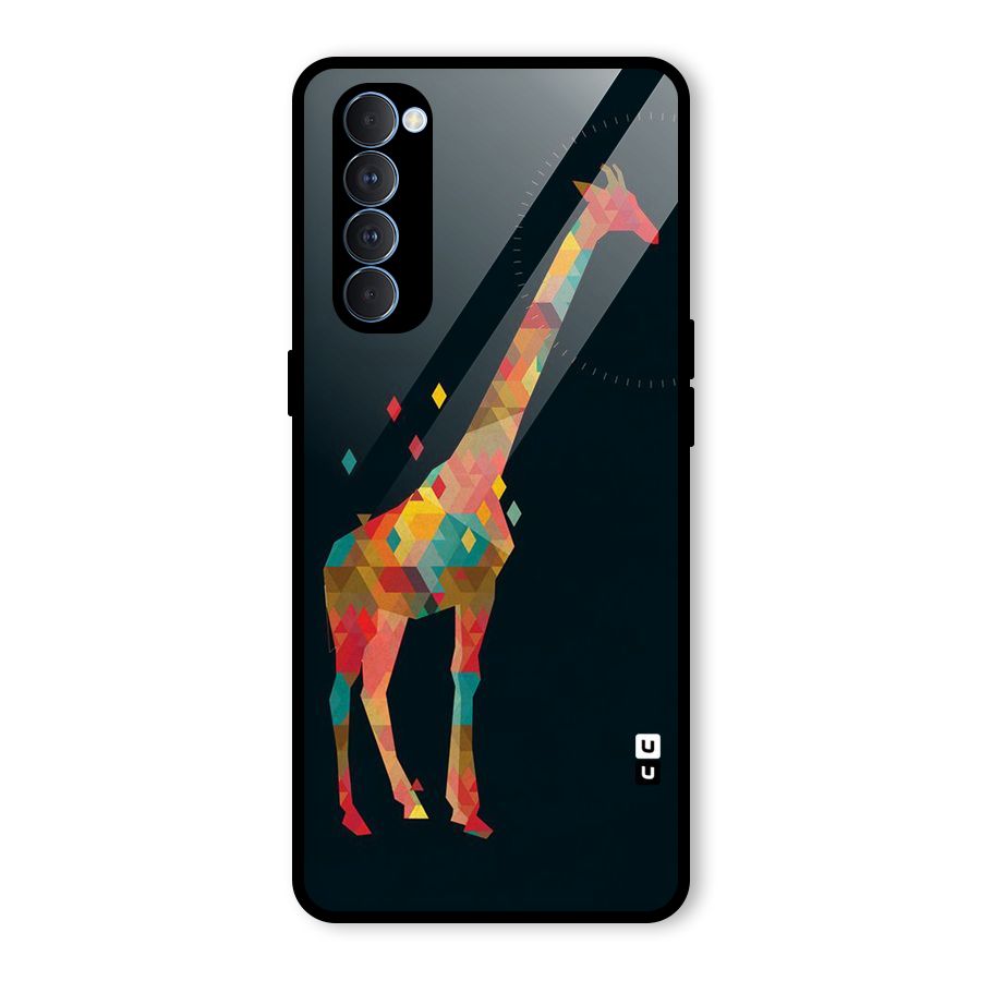 Colored Giraffe Glass Back Case for Oppo Reno4 Pro