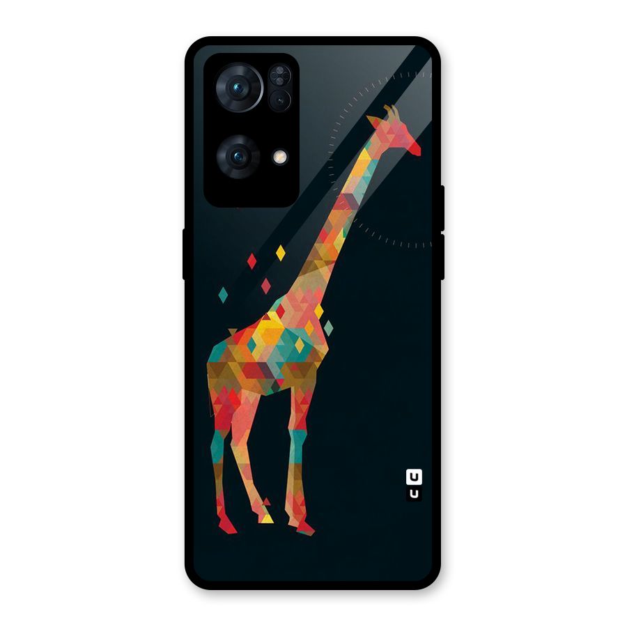 Colored Giraffe Glass Back Case for Oppo Reno7 Pro 5G