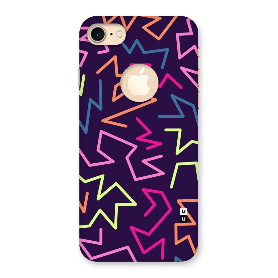 Colored Lines Back Case for iPhone 7 Logo Cut