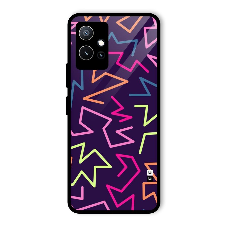 Colored Lines Glass Back Case for Vivo T1 5G