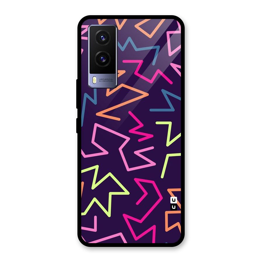 Colored Lines Glass Back Case for Vivo V21e 5G