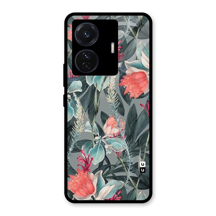 Colored Petals Glass Back Case for Vivo T1 Pro