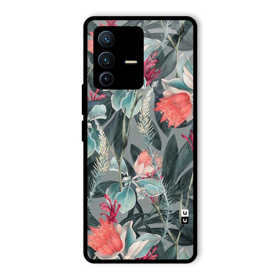Colored Petals Glass Back Case for Vivo V23 Pro