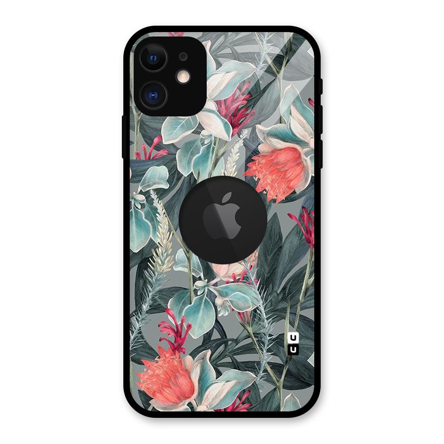 Colored Petals Glass Back Case for iPhone 11 Logo Cut