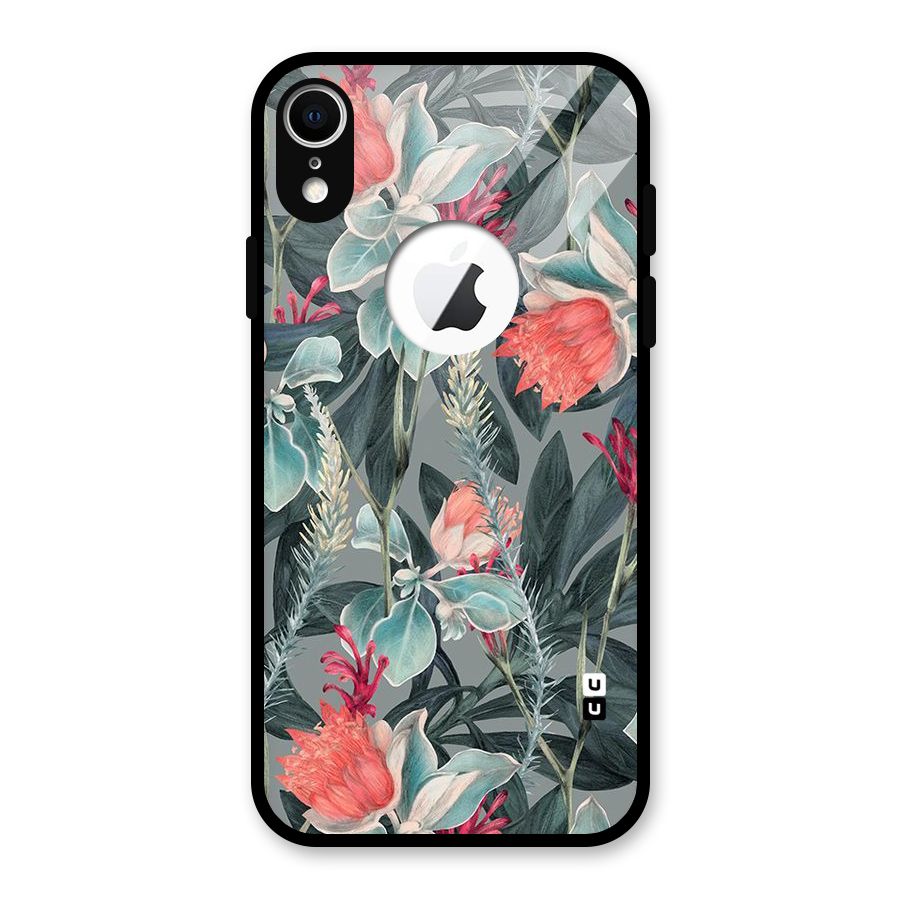 Colored Petals Glass Back Case for iPhone XR Logo Cut