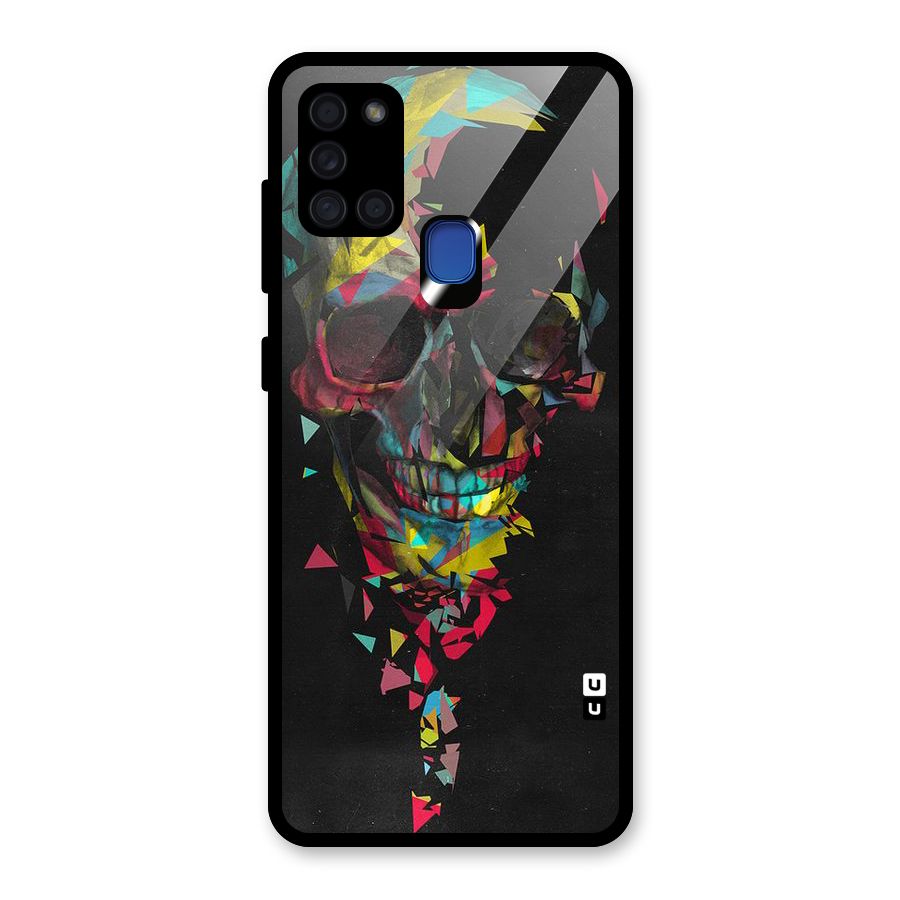Colored Skull Shred Glass Back Case for Galaxy A21s