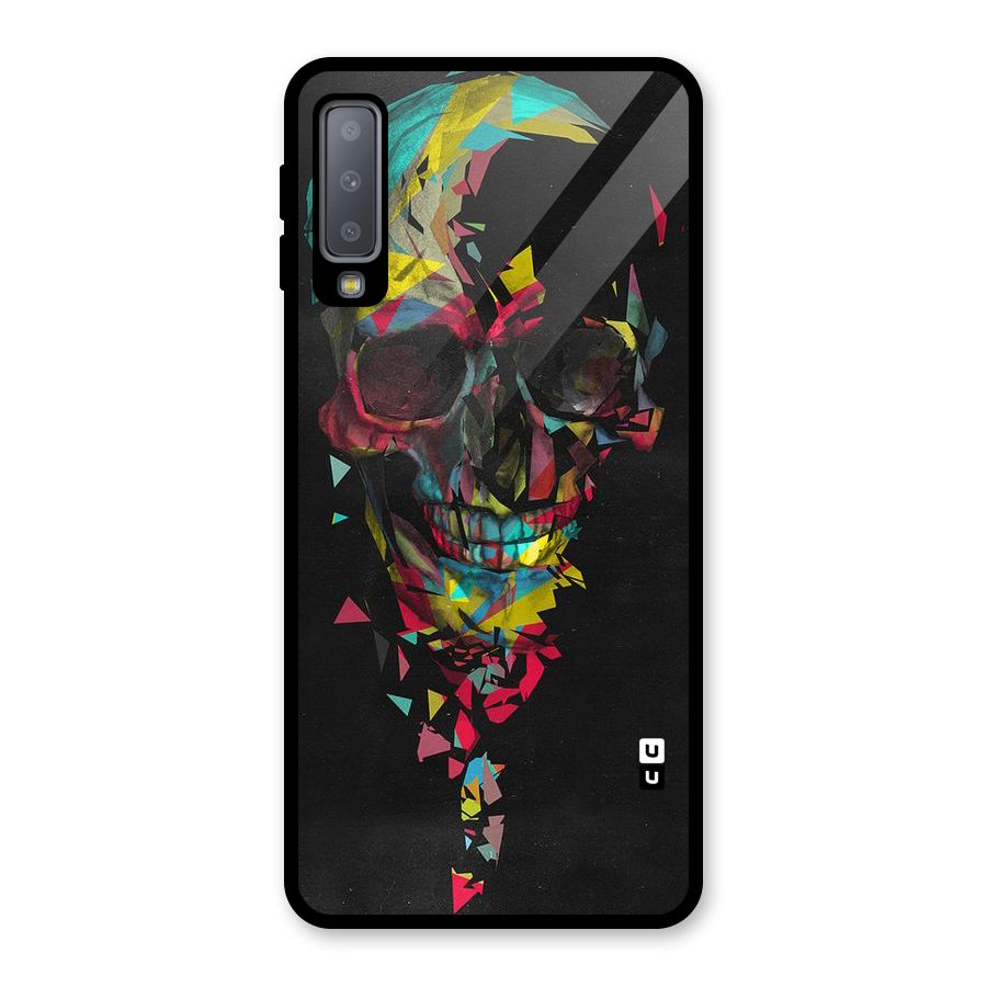 Colored Skull Shred Glass Back Case for Galaxy A7 (2018)