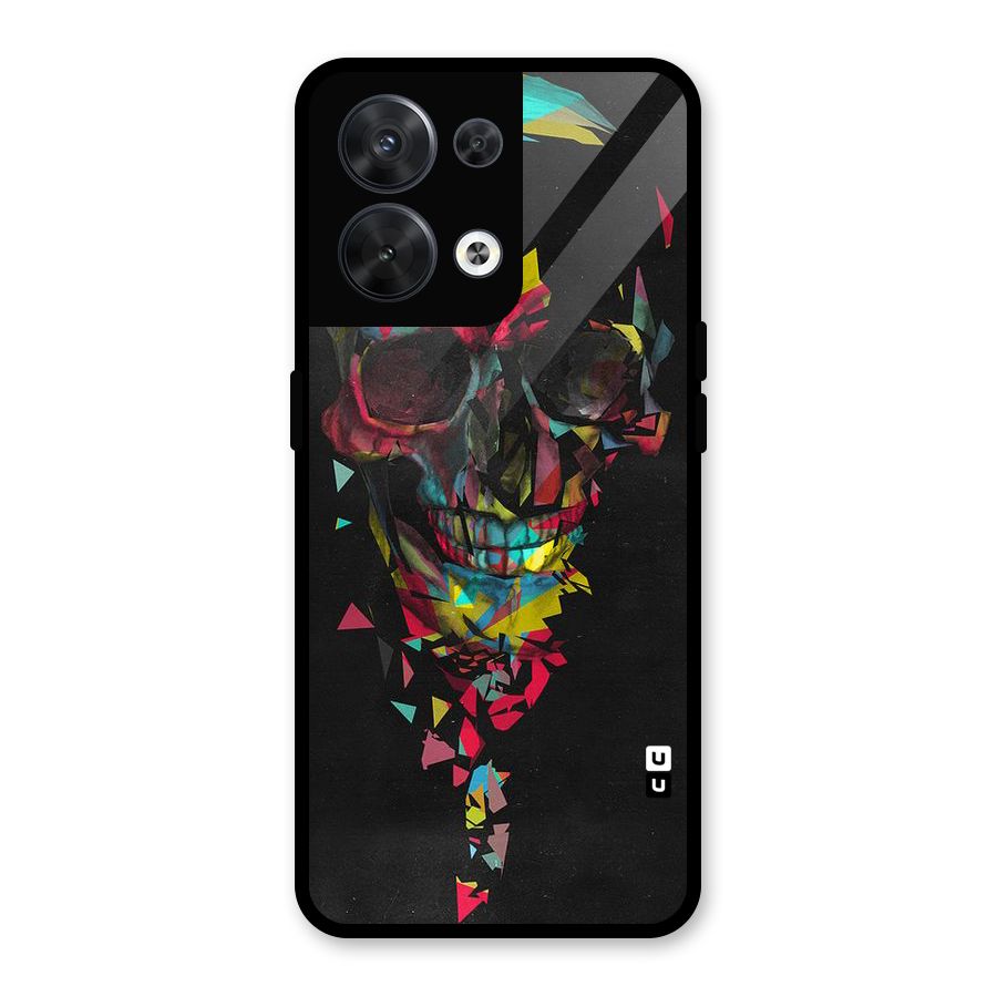 Colored Skull Shred Glass Back Case for Oppo Reno8 5G