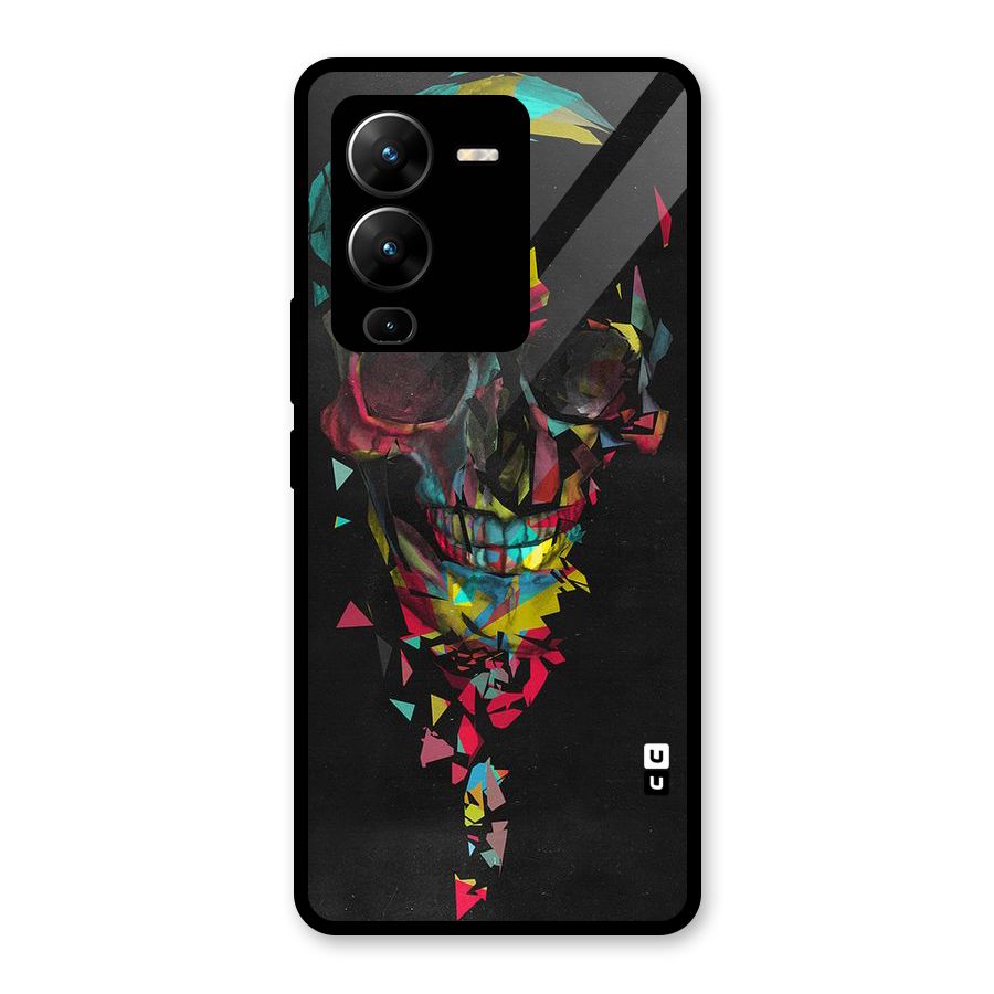 Colored Skull Shred Glass Back Case for Vivo V25 Pro