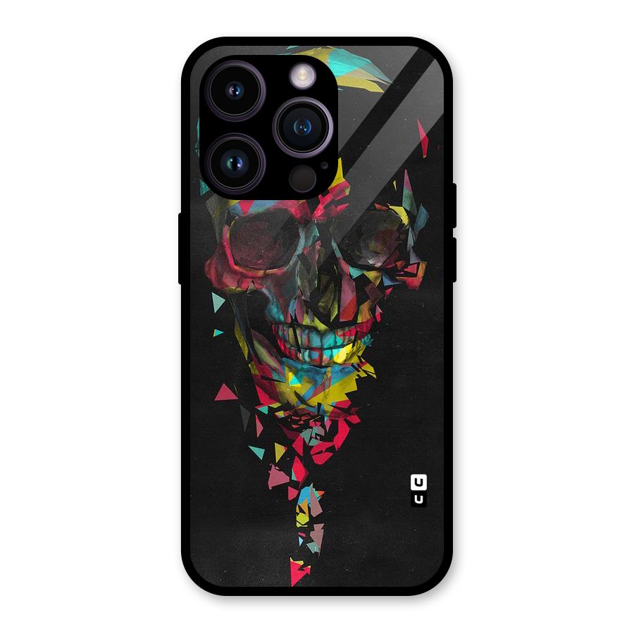 Colored Skull Shred Glass Back Case for iPhone 14 Pro