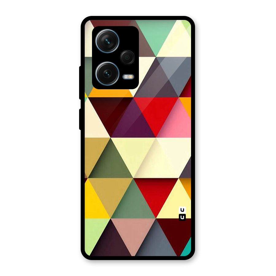 Colored Triangles Glass Back Case for Redmi Note 12 Pro Plus 5G