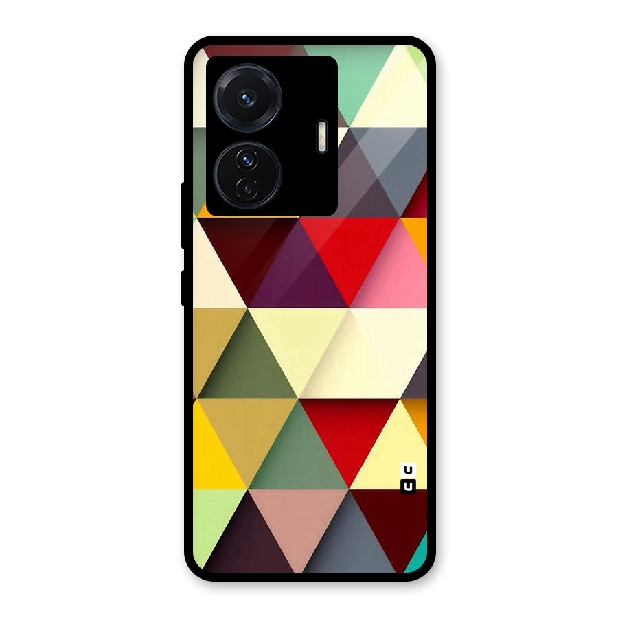 Colored Triangles Glass Back Case for Vivo T1 Pro