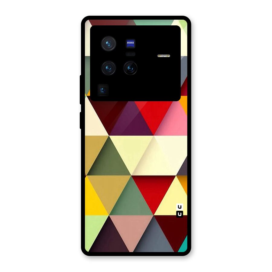 Colored Triangles Glass Back Case for Vivo X80 Pro