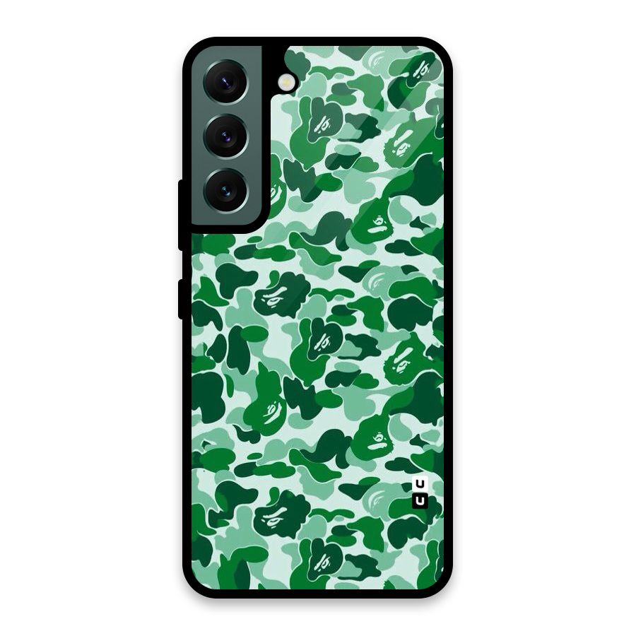 Colorful Camouflage Glass Back Case for Galaxy S22 5G