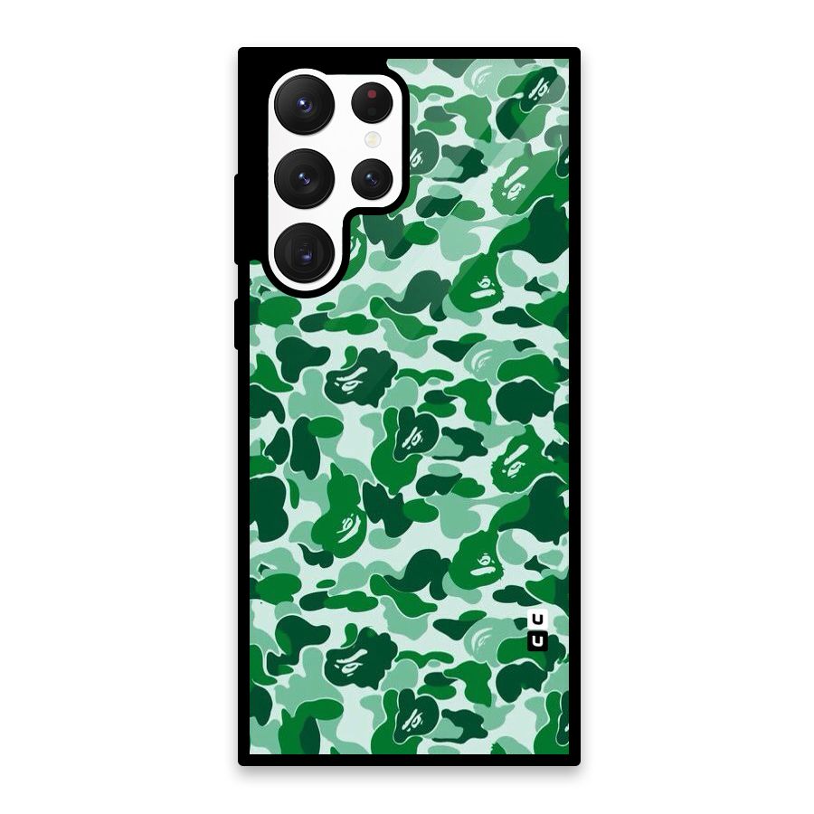 Colorful Camouflage Glass Back Case for Galaxy S22 Ultra 5G