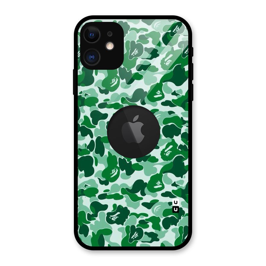 Colorful Camouflage Glass Back Case for iPhone 11 Logo Cut