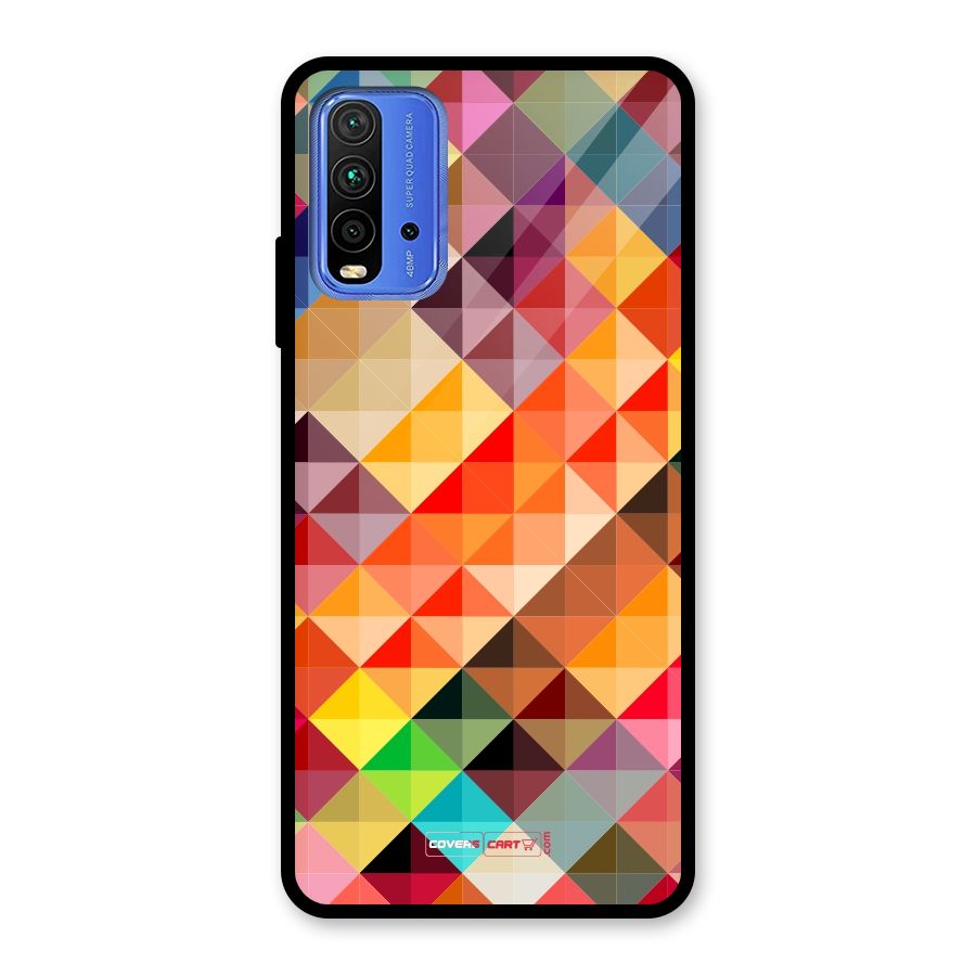 Colorful Cubes Glass Back Case for Redmi 9 Power